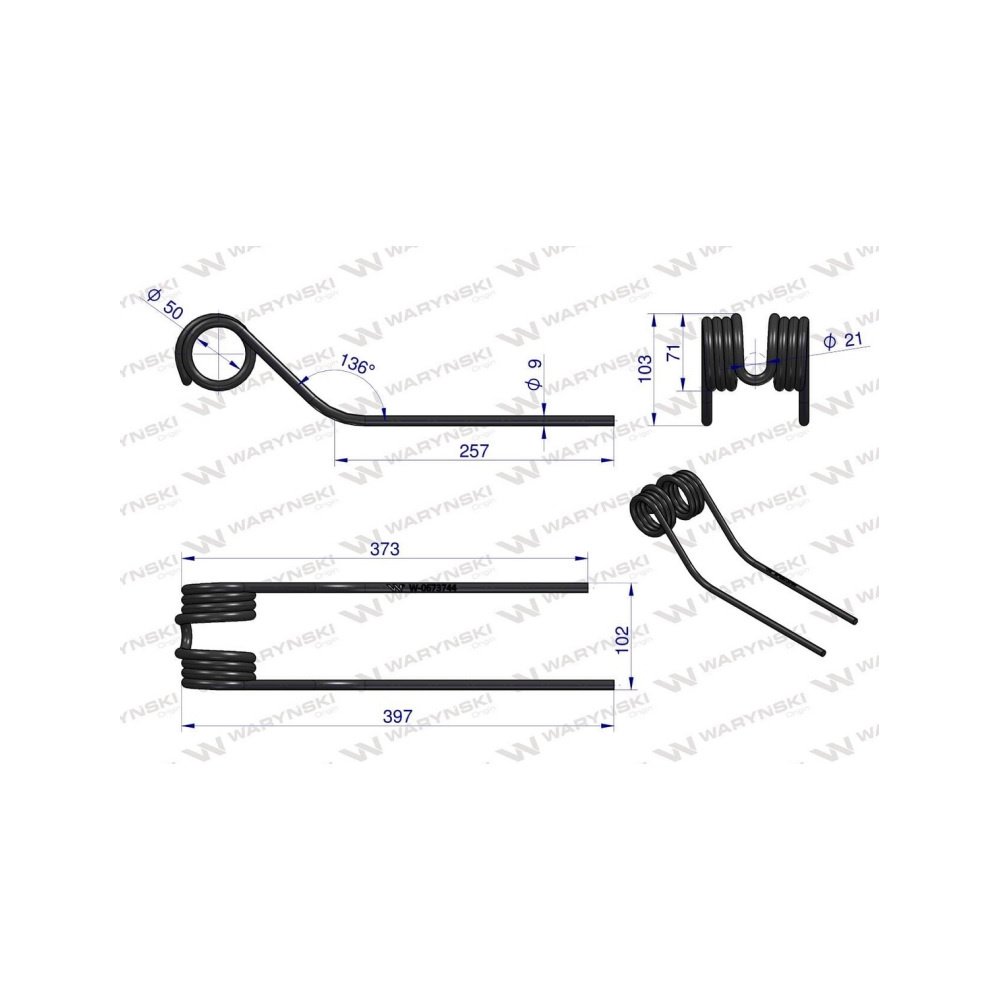 Palec przetrząsaczo-zgrabiarki karuzelow zastosowanie JF-Stoll 44 Waryński
