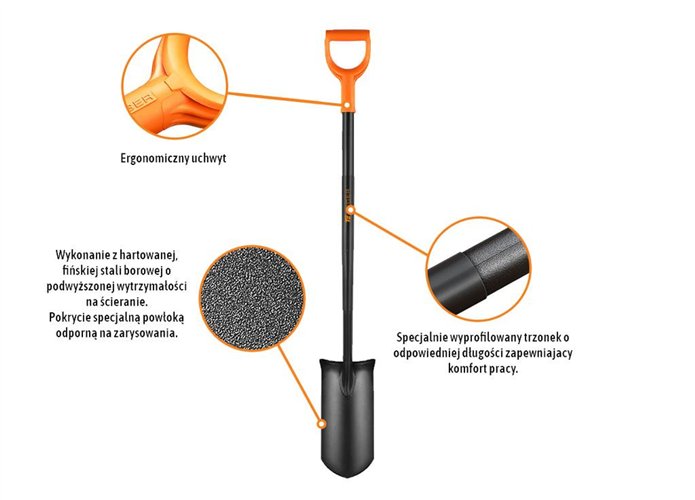 Szpadel drenarski na metalowym trzonku / TEGER