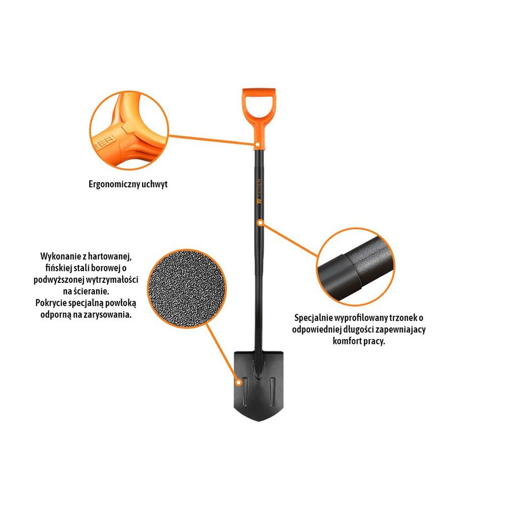 Szpadel szpiczasty na metalowym trzonku / TEGER