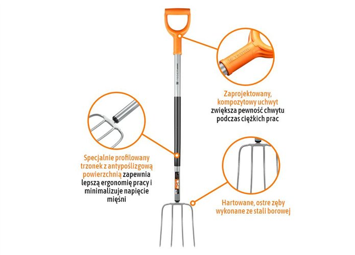 Widły gospodarcze 4-zębne na metalowym trzonku Extreme / TEGER