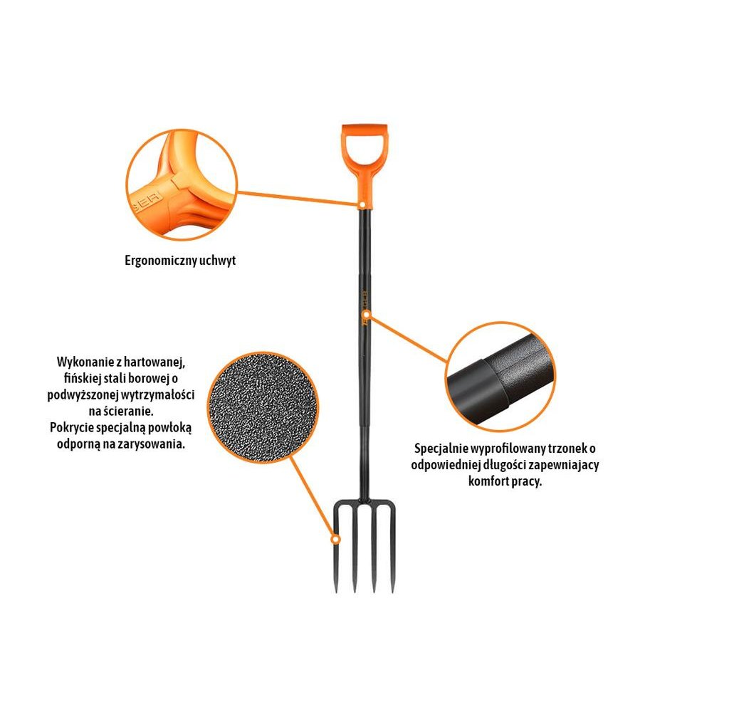 Widły ogrodowe na metalowym trzonku / TEGER