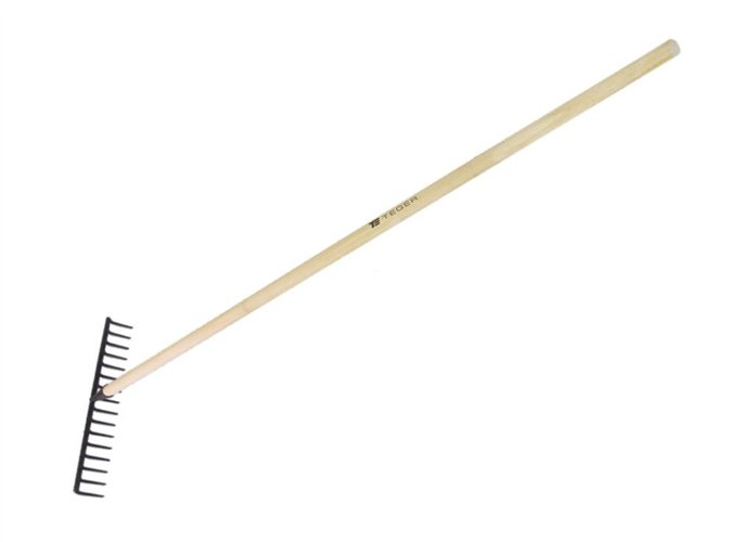 Grabie metalowe 14 zębne na drewnianym trzonku / TEGER (pakowane po 5 szt)