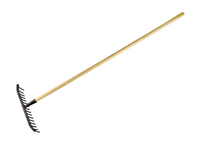 Grabie metalowe do kamienia 18 zębne na drewnianym trzonku - Extra strong / TEGER (pakowane po 5 szt)