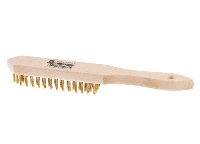 Szczotka druciana do rdzy PREMIUM - drut mosiężny / 3 rzędowa / TEGER