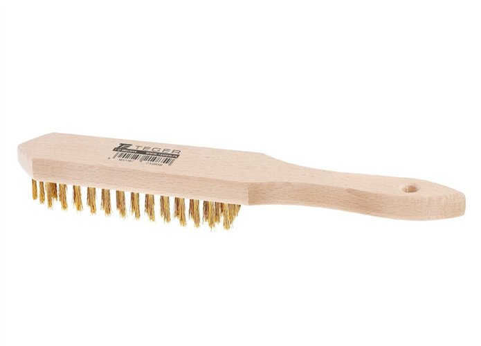 Szczotka druciana do rdzy PREMIUM - drut mosiężny / 4 rzędowa / TEGER