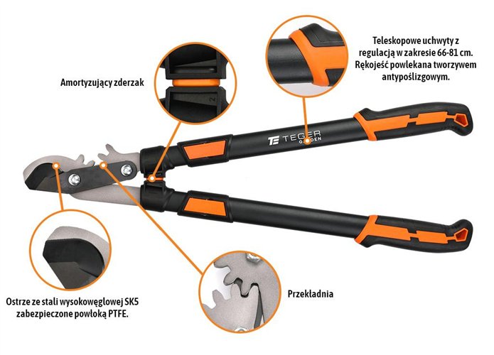 Sekator nożycowy - dwuręczny teleskopowy / TEGER