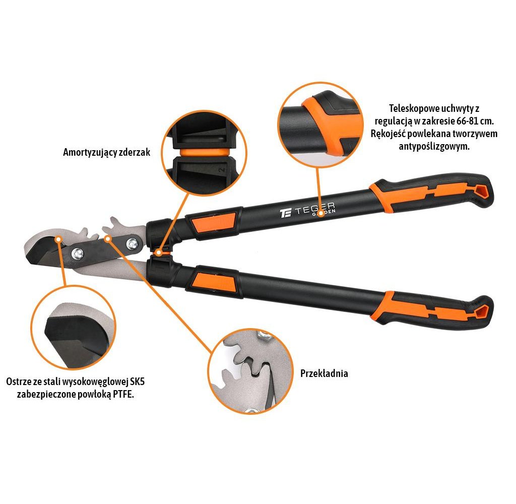 Sekator nożycowy - dwuręczny teleskopowy / TEGER