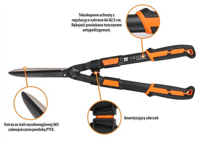 Nożyce do cięcia żywopłotu - teleskopowe / TEGER