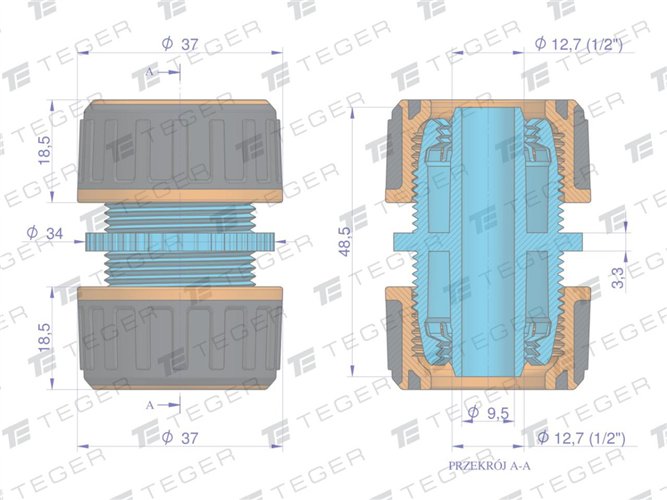 Łącznik węża 1/2" / TEGER