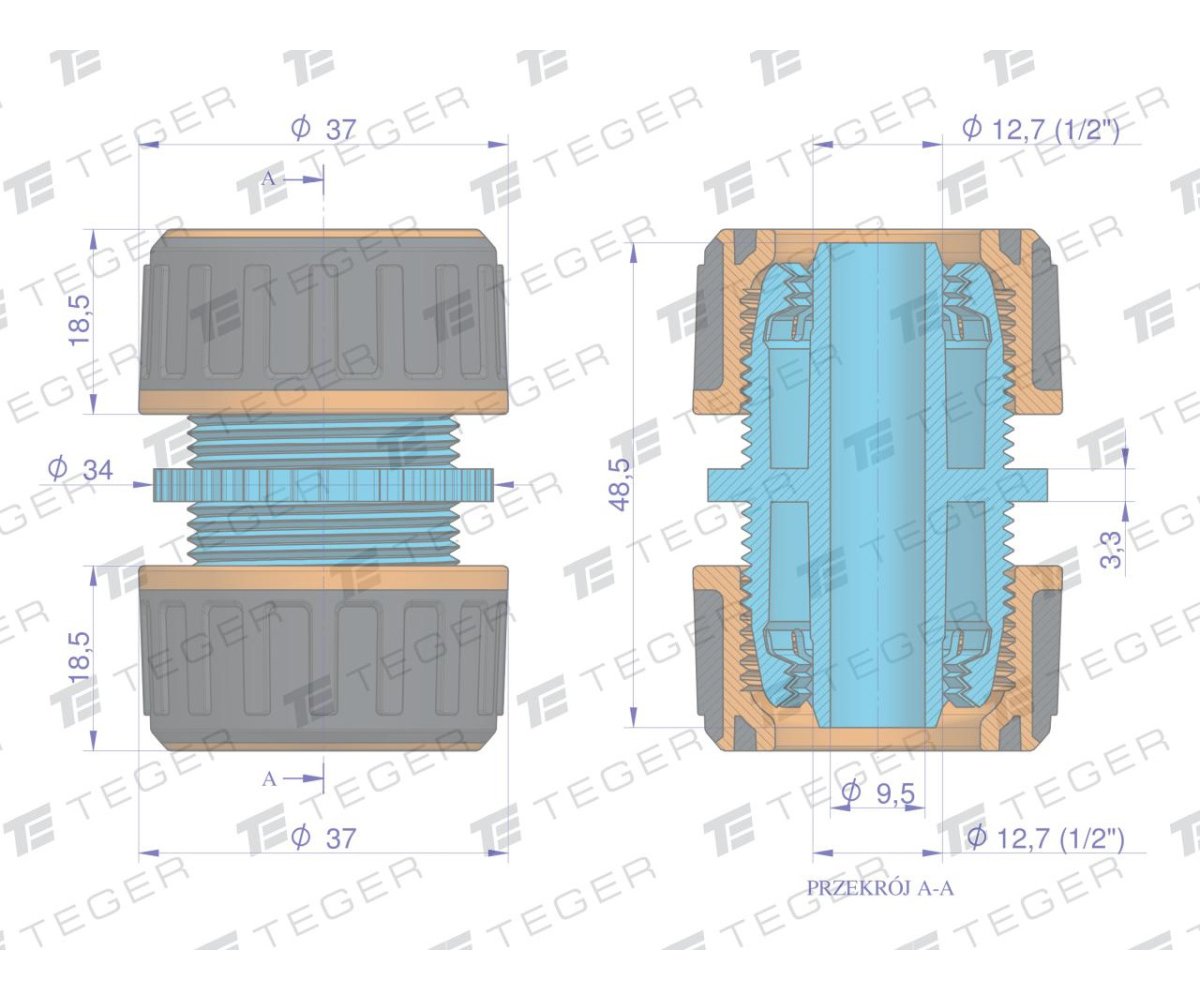Łącznik węża 1/2" / TEGER