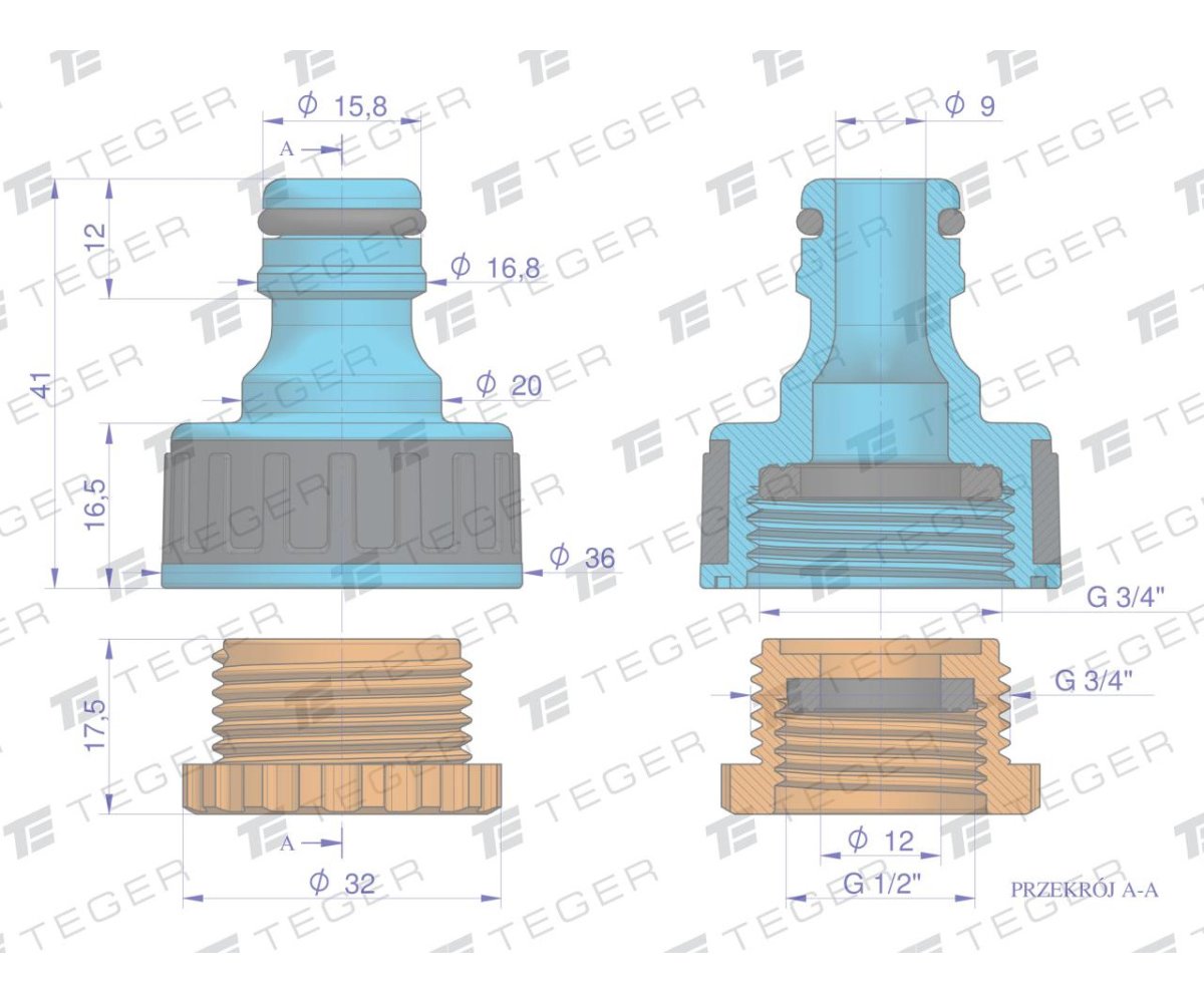 Przyłącze do kranu 1/2" & 3/4" / TEGER