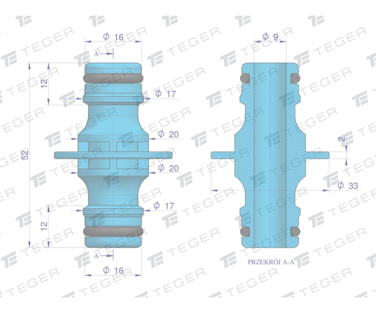 Złączka do węża 1/2" & 1/2" - 2-drożne / TEGER