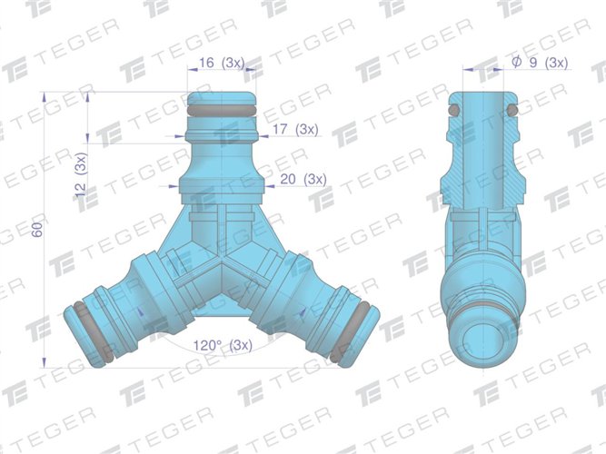 Złączka do węża 1/2" & 1/2" & 1/2" - 3-drożne / TEGER