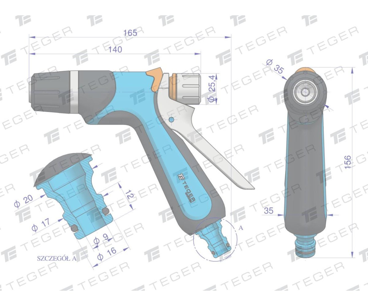 Pistolet natryskowy - regulowany. tylny spust / TEGER