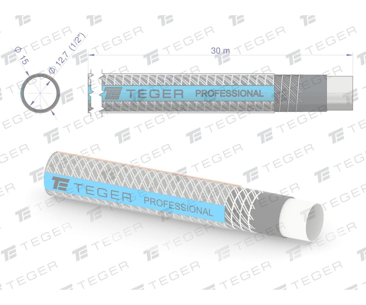 Wąż ogrodowy "PROFESSIONAL- NTS EXTRA FLEX" FI 1/2". 30m / TEGER