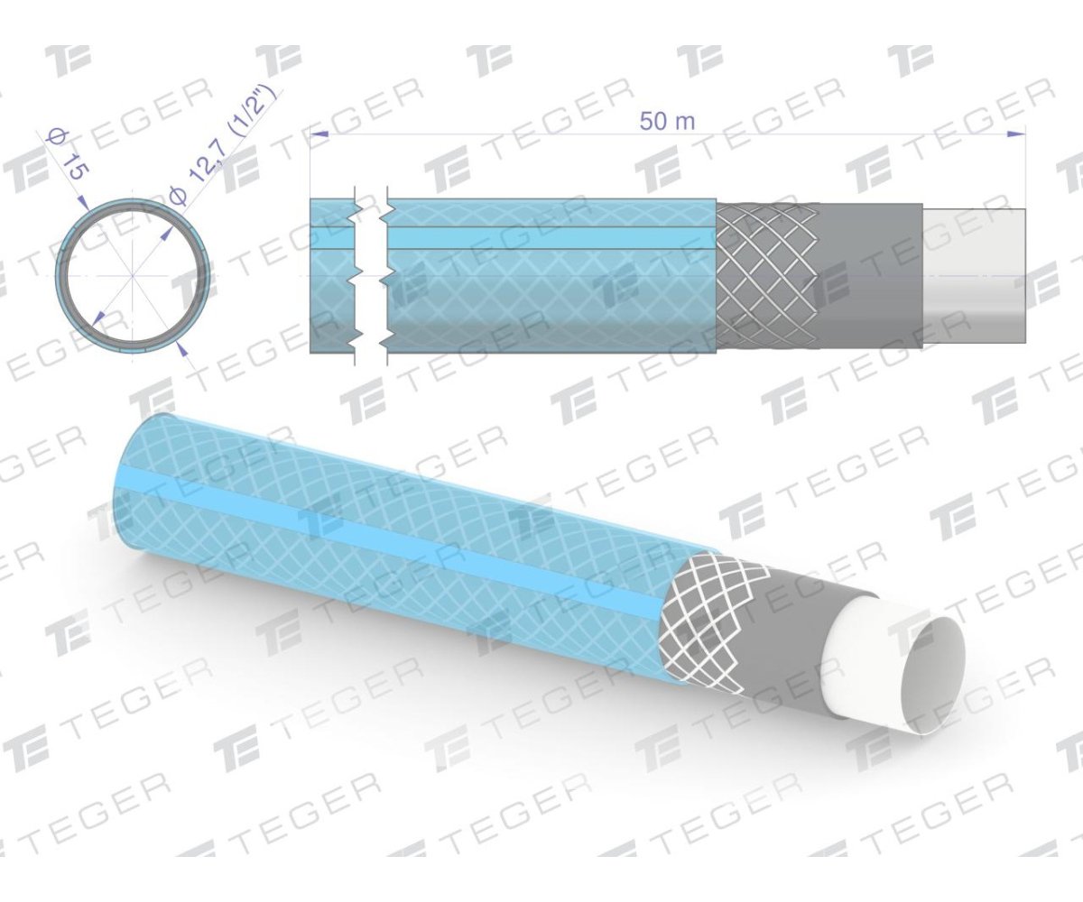 Wąż ogrodowy "STANDARD PLUS" FI 1/2". 50m / TEGER