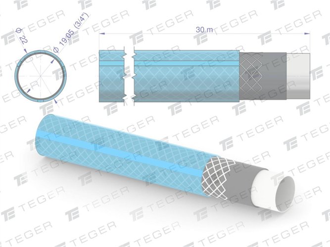 Wąż ogrodowy "STANDARD PLUS" FI 3/4". 30m / TEGER
