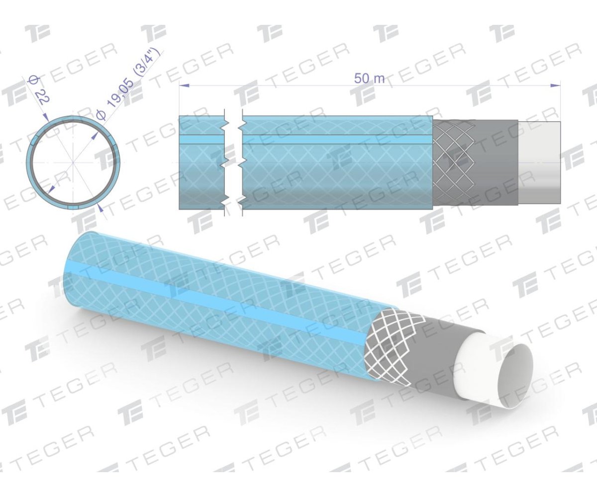Wąż ogrodowy "STANDARD PLUS" FI 3/4". 50m / TEGER