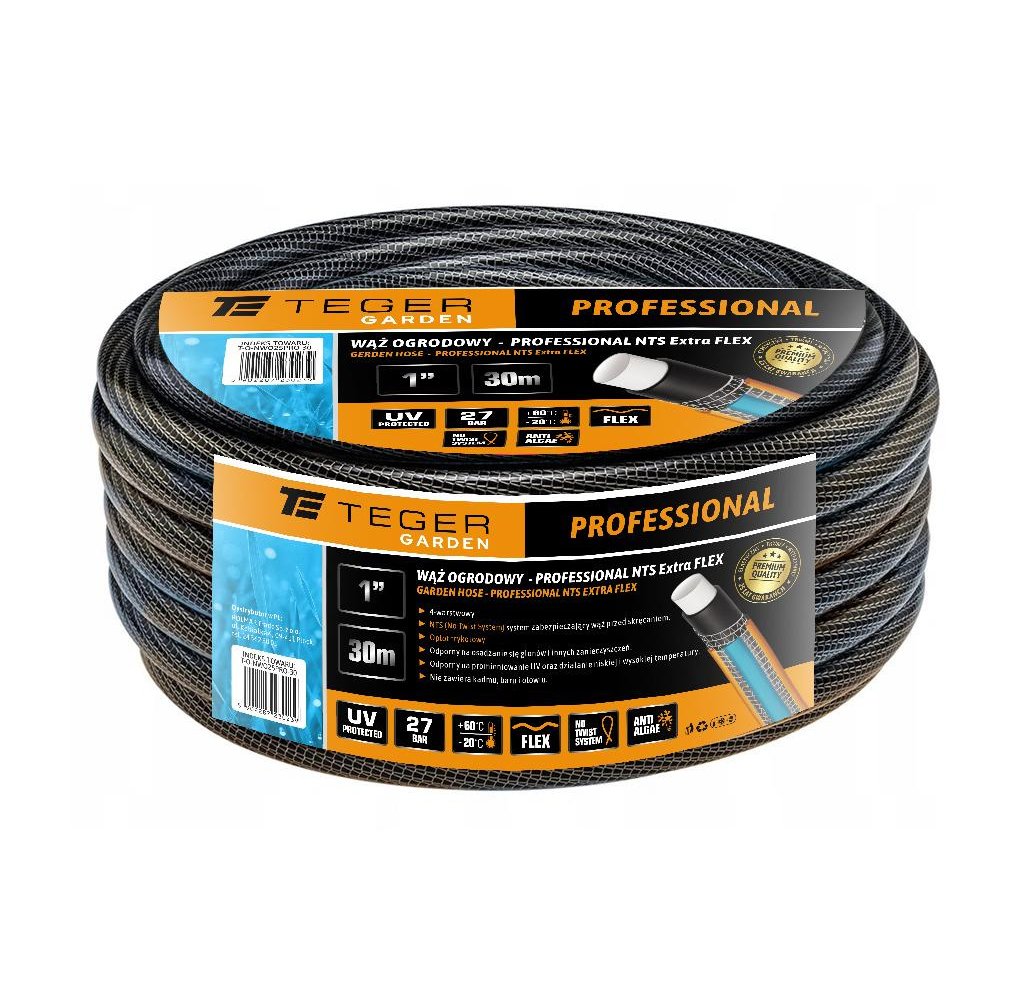 Wąż ogrodowy "PROFESSIONAL- NTS EXTRA FLEX" FI 1". 30m / TEGER