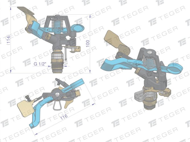 Zraszacz ogrodowy - impulsowy / metalowy - ( do T-O-NZRA007) / TEGER