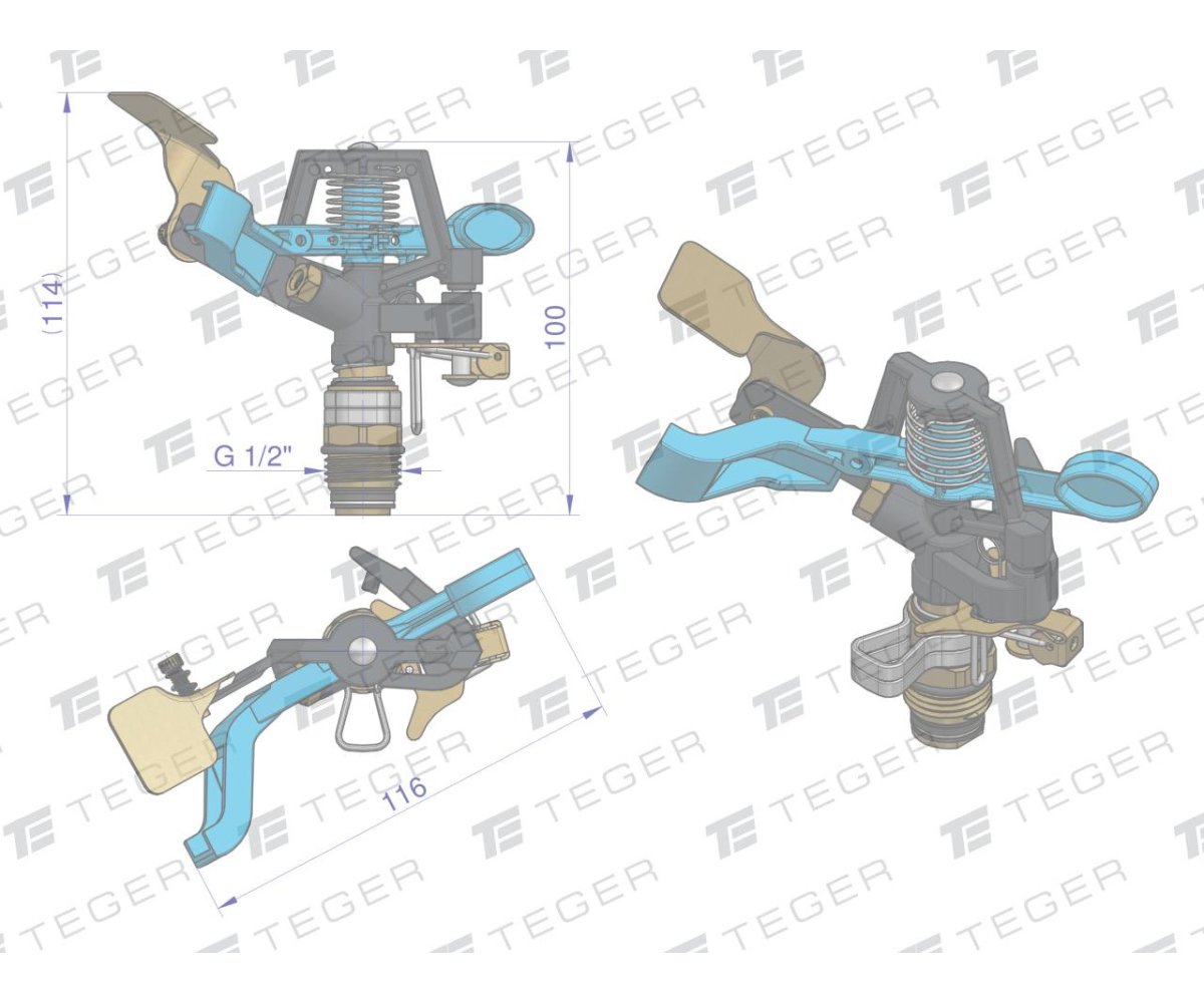 Zraszacz ogrodowy - impulsowy / metalowy - ( do T-O-NZRA007) / TEGER