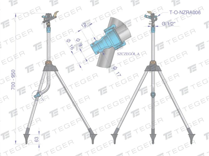 Zraszacz ogrodowy - trójnożny (70-95cm) / TEGER