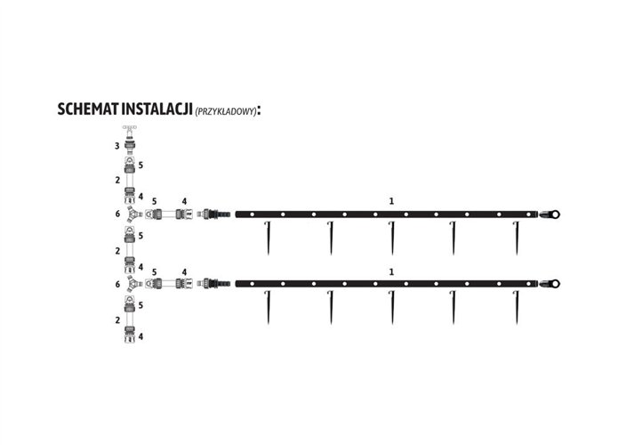 Zestaw nawadniania kropelkowego STANDARD PLUS 100 m (2 linie kroplujące. wąż 20m. szybkozłączki) / TEGER