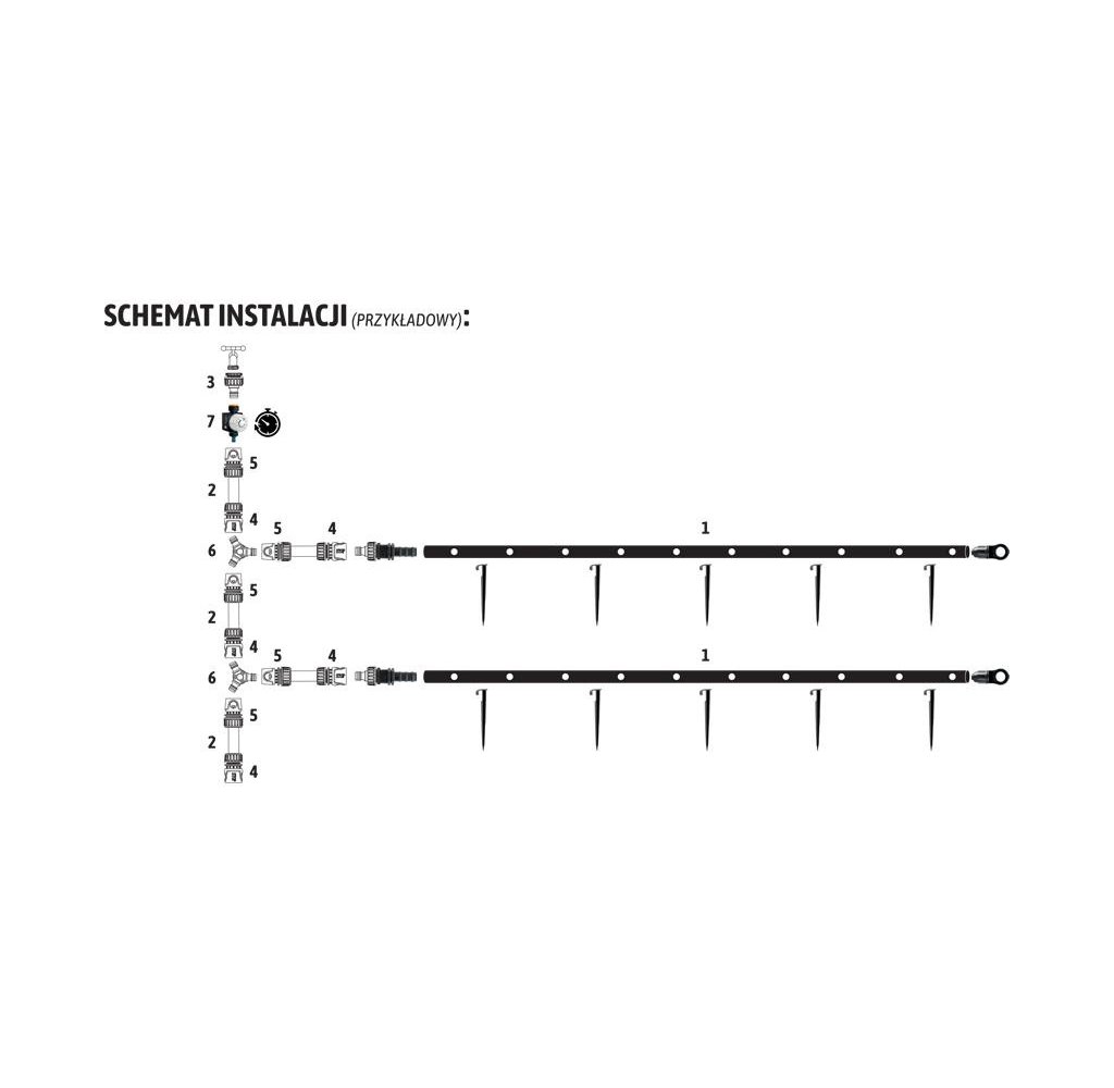 Zestaw nawadniania kropelkowego PROFESSIONAL 100 m z kompensacją (2 linie kroplujące. wąż 20m. szybkozłączki. zegar) / TEGER
