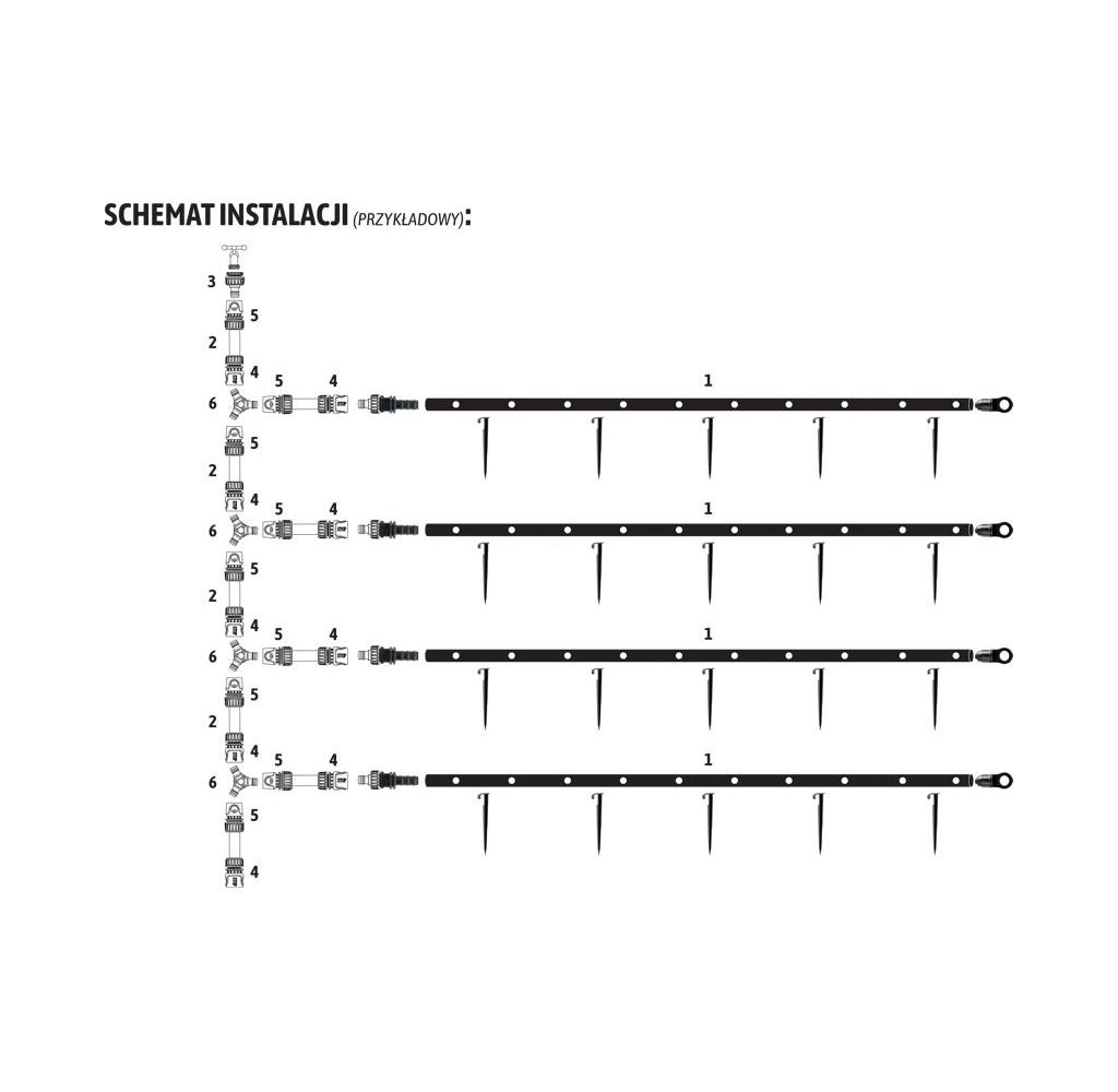 Zestaw nawadniania kropelkowego STANDARD PLUS 200 m (4 linie kroplujące. wąż 20m. szybkozłączki) / TEGER