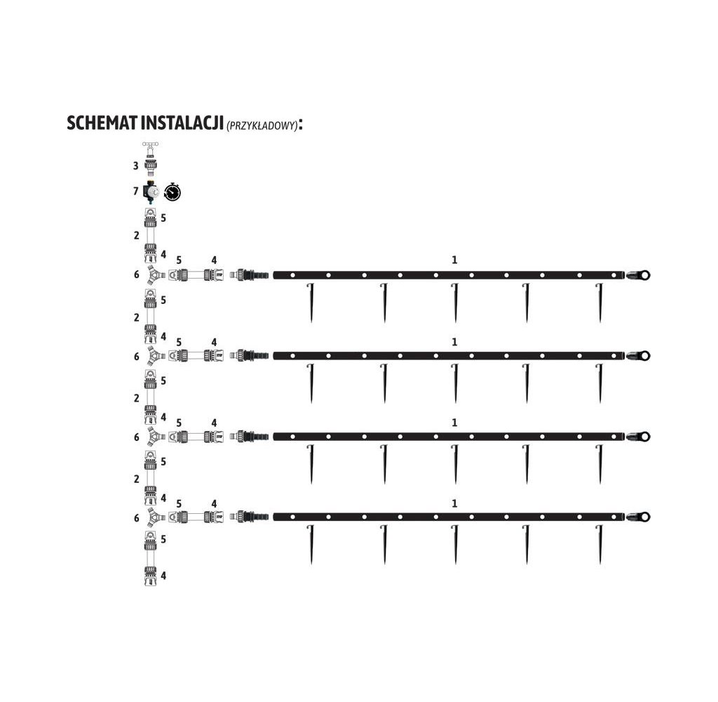 Zestaw nawadniania kropelkowego PROFESSIONAL 200 m z kompensacją (4 linie kroplujące. wąż 20m. szybkozłączki. zegar) / TEGER