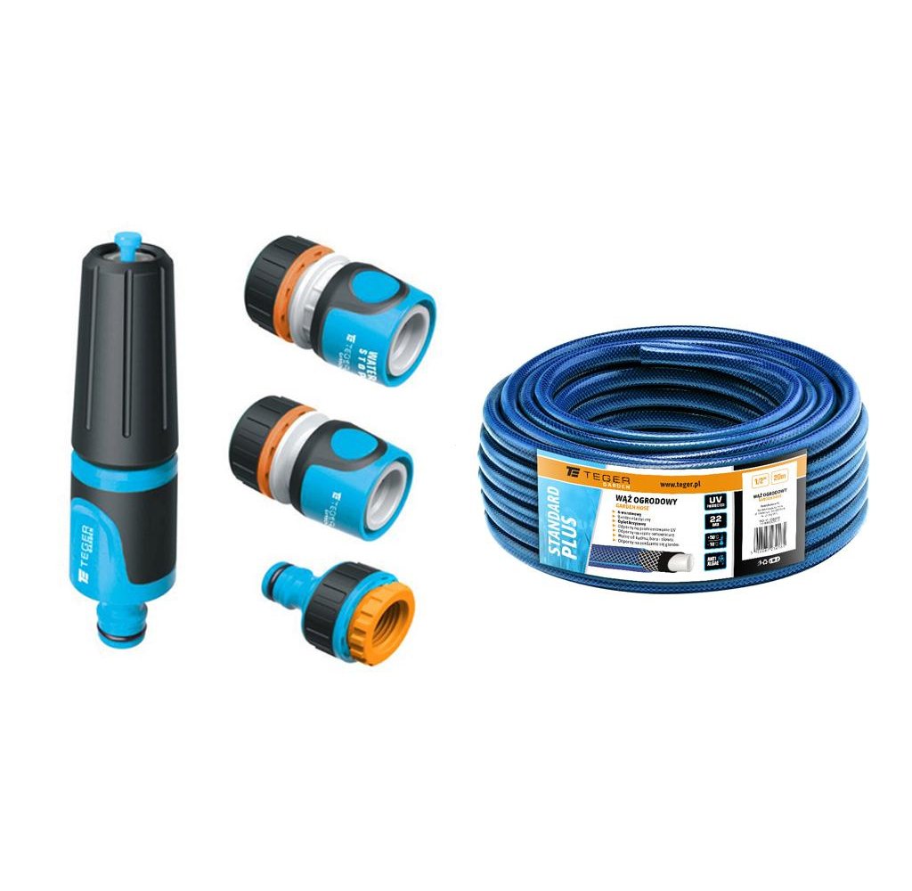 Zestaw ogrodowy 1/2" (wąż 20m. zestaw natryskowy) / TEGER