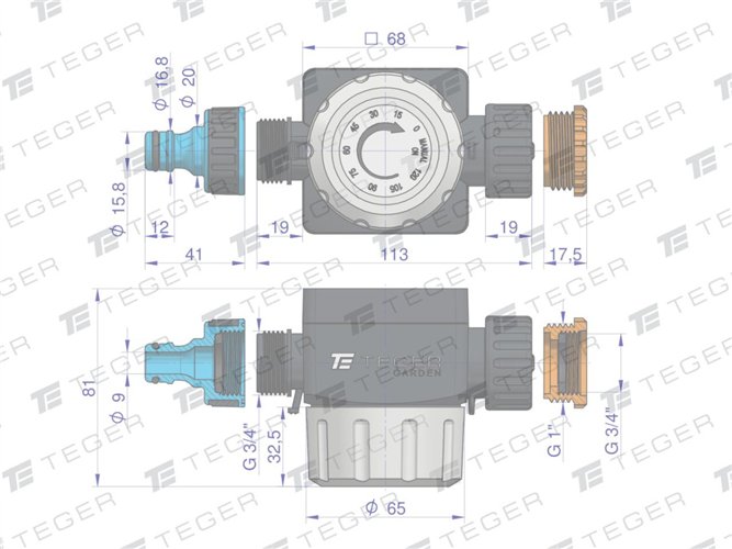 Zestaw ogrodowy 1/2" (wąż 20m. zestaw natryskowy. zegar. zraszacz) / TEGER