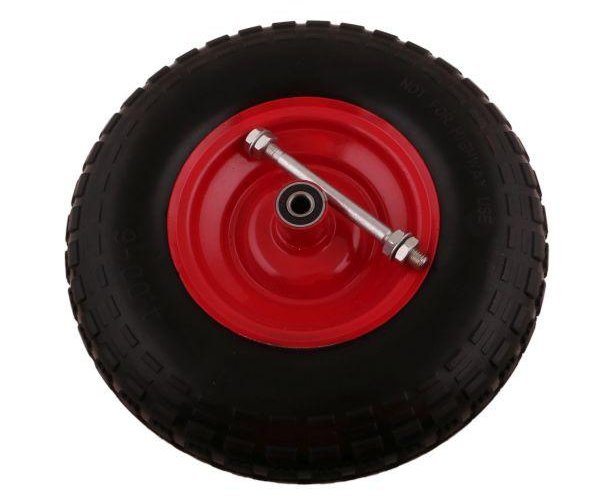 Koło do taczki kompletne elastyczne pełne 4.00-6P plus oś 12 mm