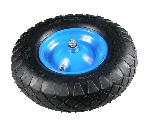 Koło do taczki kompletne 4.00-8 felga 1.2 mm wzmocnione 4PR plus oś grubości 15 mm