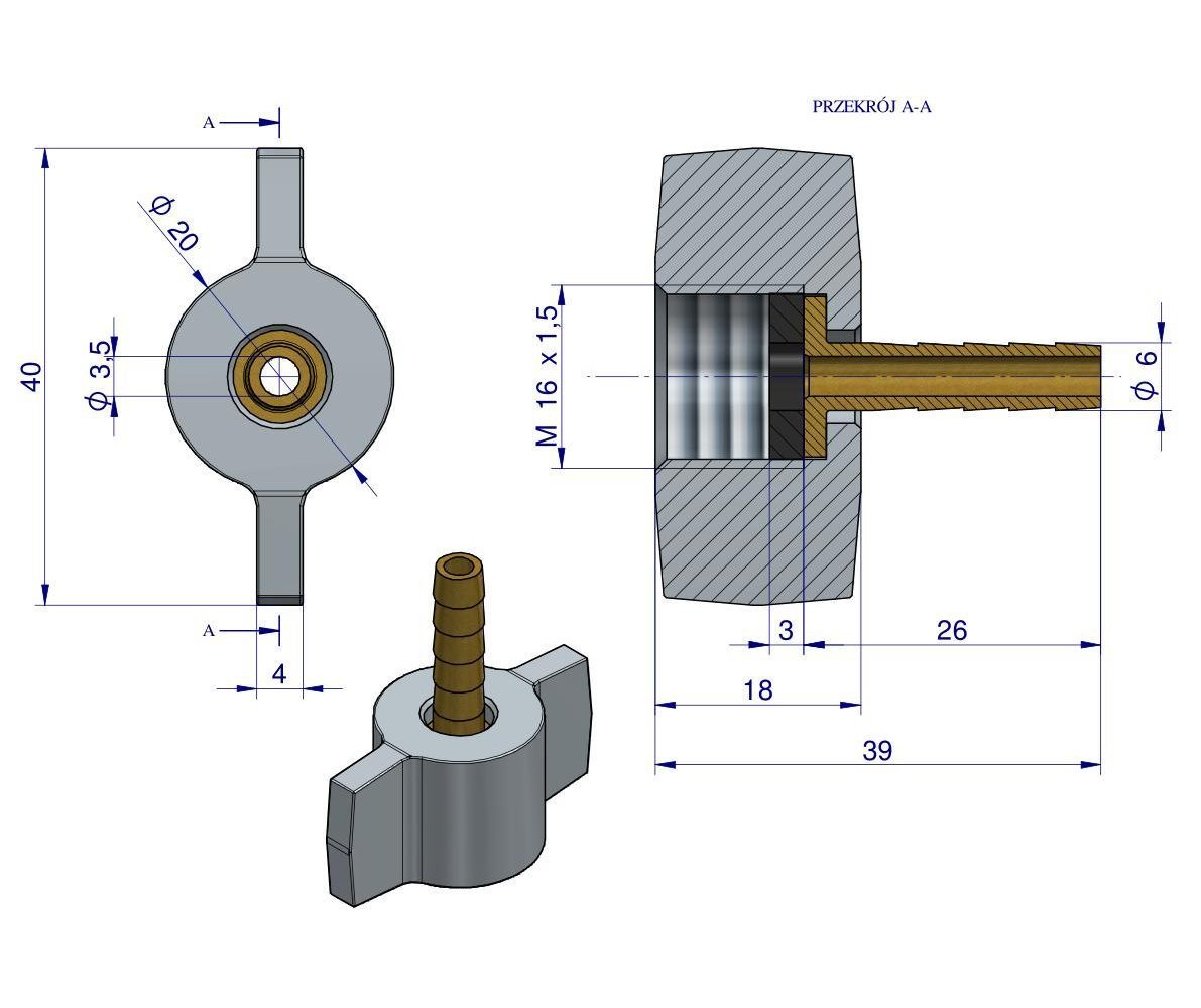 Nakrętka, motylkowa odolejacza (końcówka do pompowania) sprzedawane po 10