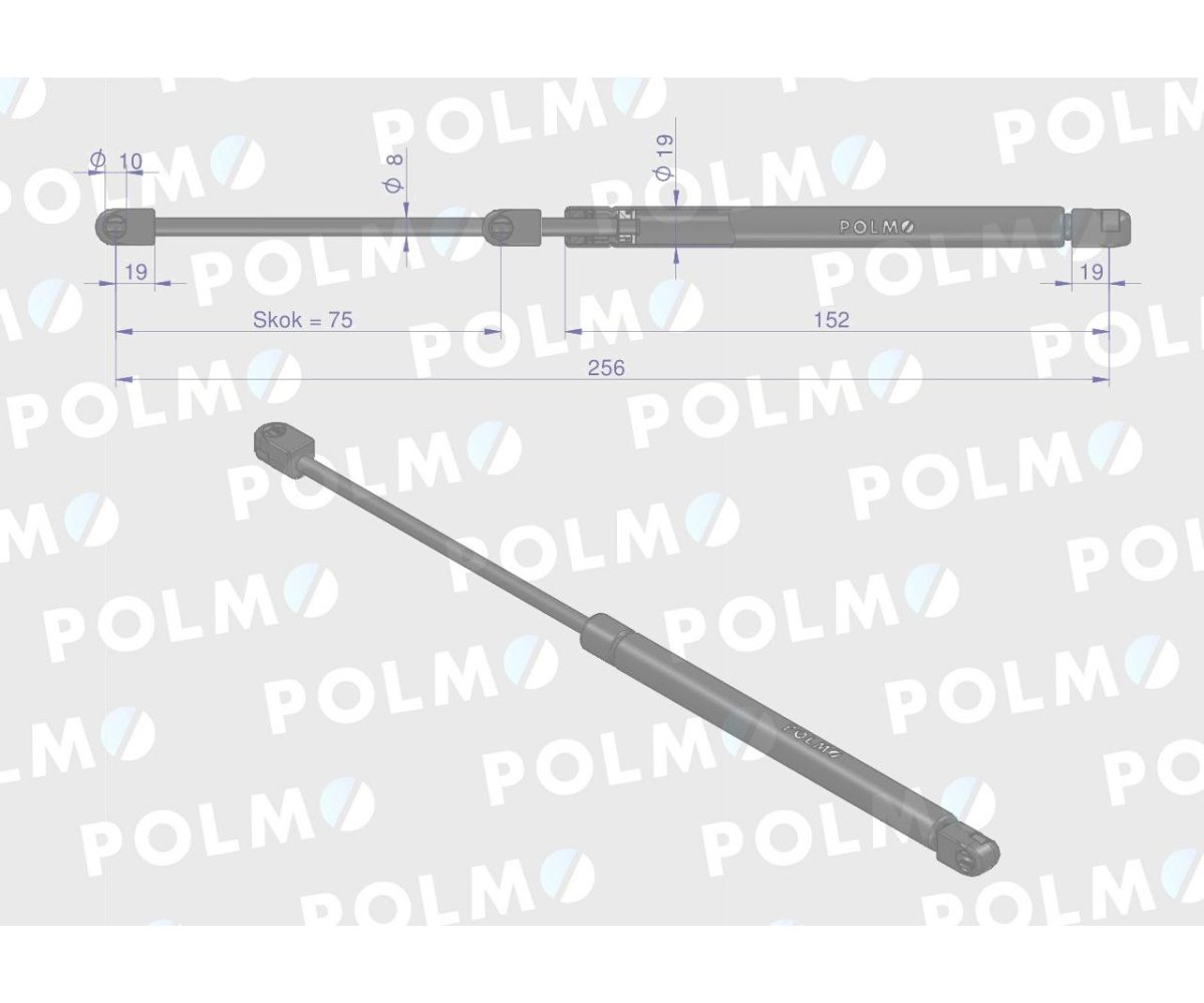 Siłownik drzwi L max. 256mm 65499075 FRITZMEIER. CASE POLMO