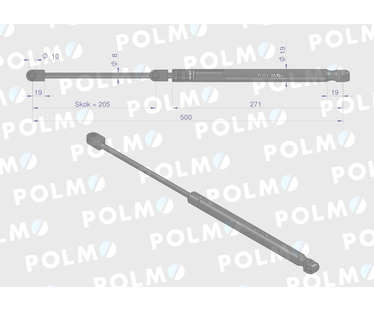 Siłownik drzwi L max. 500mm K302896 CASE IH DAVID BROWN POLMO