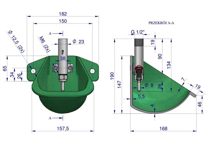 Poidło miskowe żeliwne dla tuczników ROYAL FARM ( pakowane po 8 )