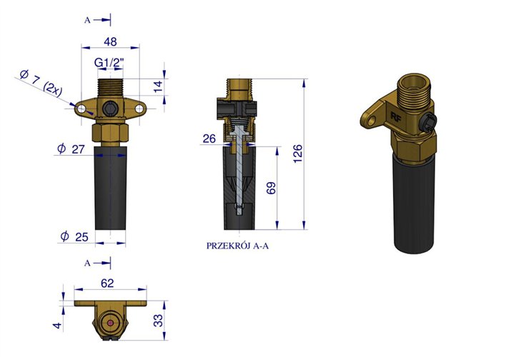 Zawór rurowy kompletny poidła RF-20903004 ROYAL FARM
