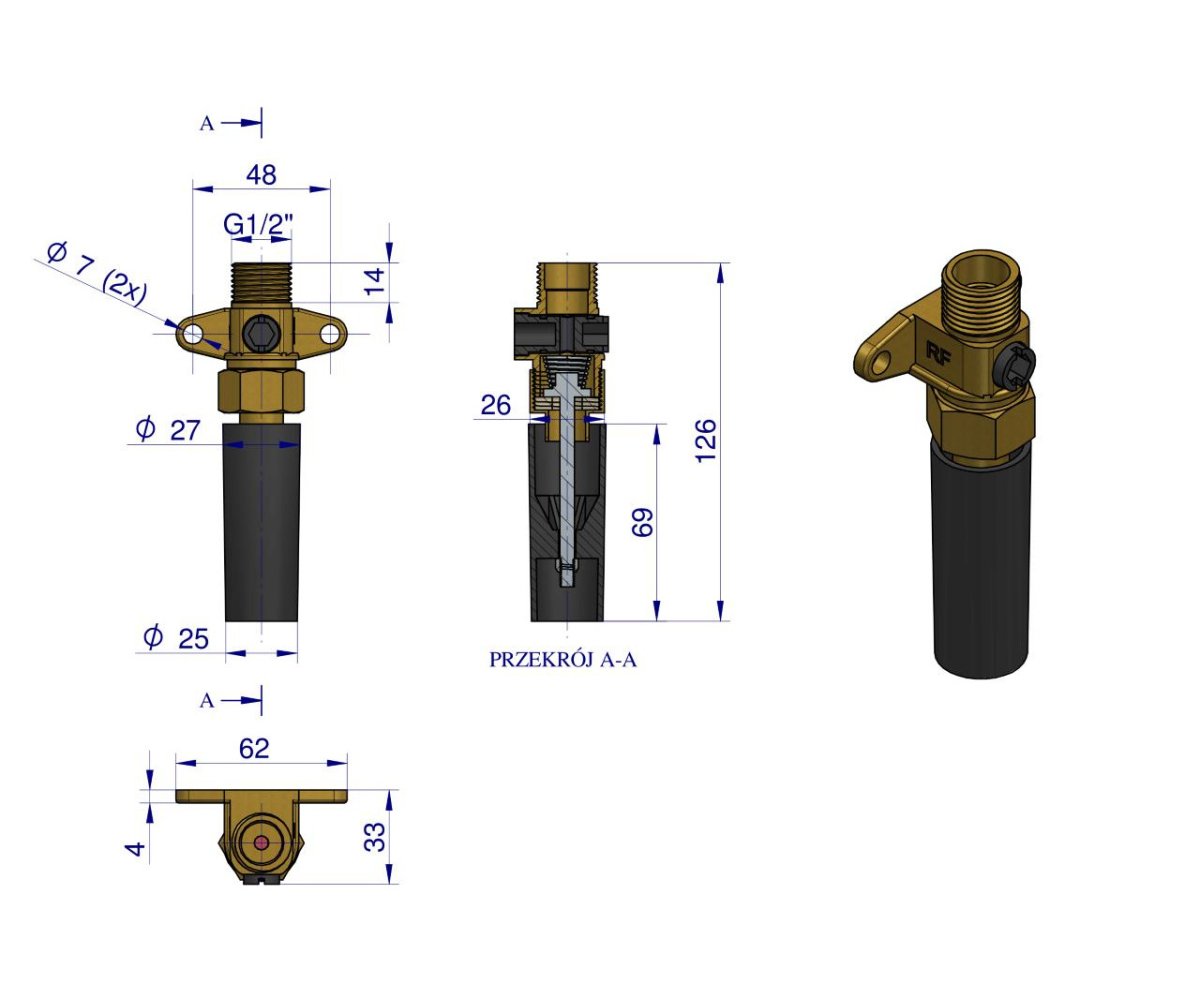 Zawór rurowy kompletny poidła RF-20903004 ROYAL FARM