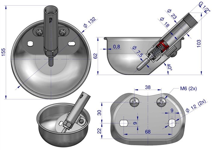 Poidło miskowe stal nierdzewna dla prosiąt S ROYAL FARM ( pakowane po 30 )
