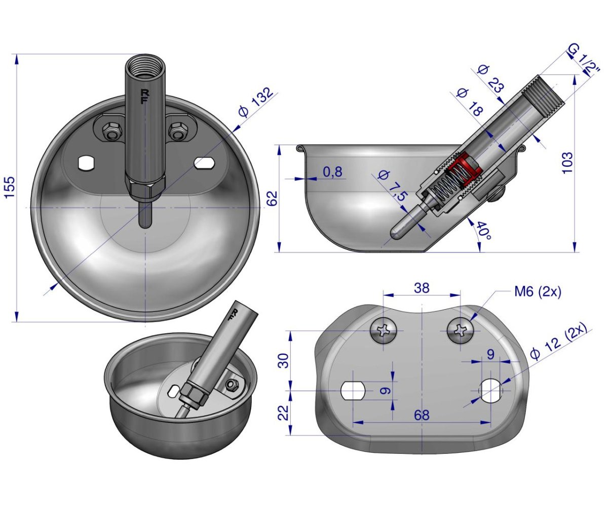 Poidło miskowe stal nierdzewna dla prosiąt S ROYAL FARM ( pakowane po 30 )