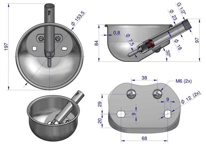 Poidło miskowe stal nierdzewna dla warchlaków M ROYAL FARM ( pakowane po 20 )