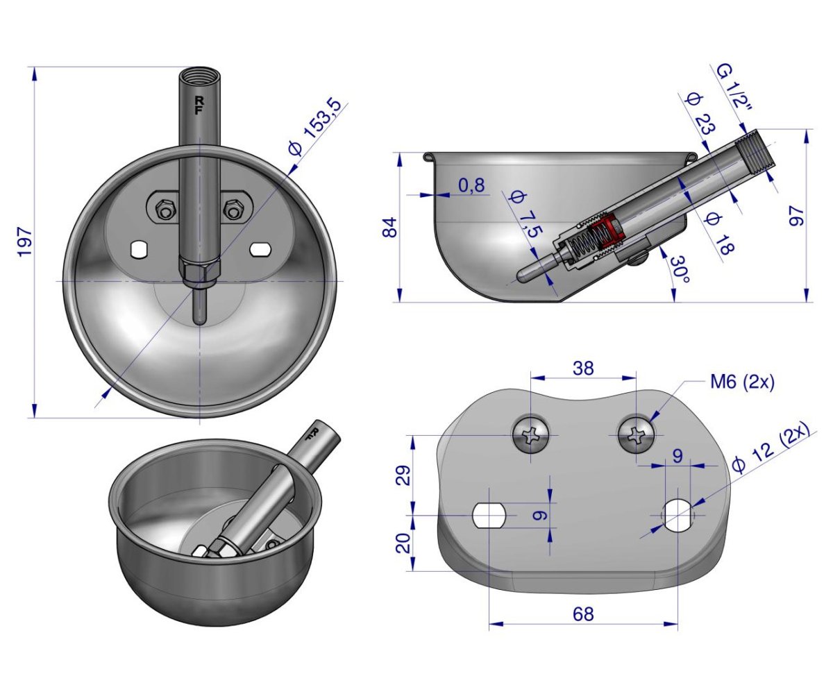 Poidło miskowe stal nierdzewna dla warchlaków M ROYAL FARM ( pakowane po 20 )