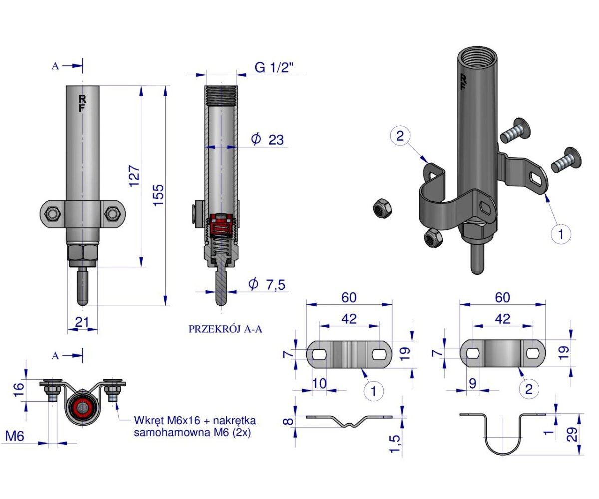 Smoczek do poideł ze stali nierdzewnej L ROYAL FARM