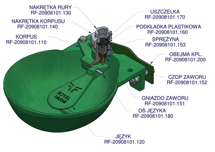 Poidło miskowe dla bydła żeliwne 1.4L ROYAL FARM zamiennik 101