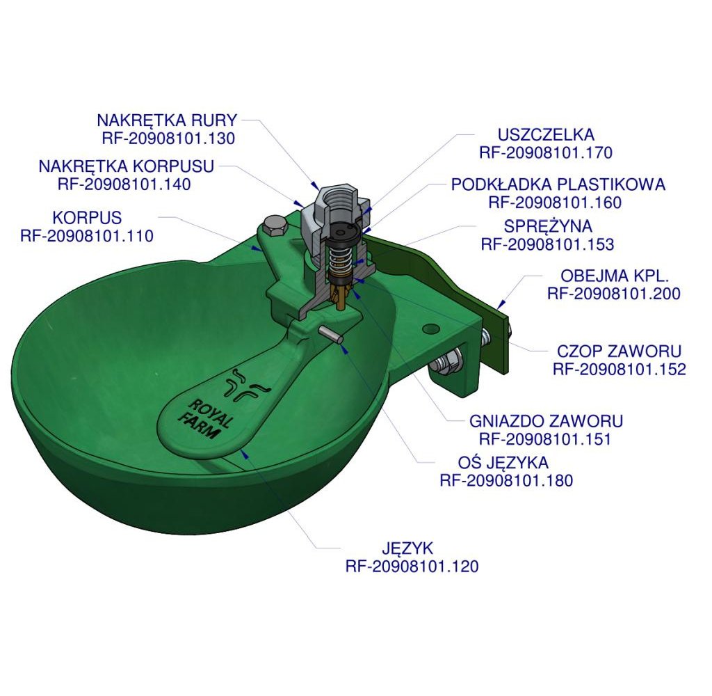 Poidło miskowe dla bydła żeliwne 1.4L ROYAL FARM zamiennik 101