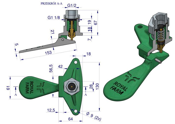Korpus kompletny poidła z językiem RF-20908101 RF-20908106 ROYAL FARM