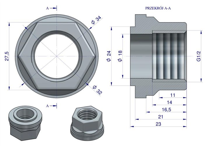 Nakrętka rury poidła RF-20908101 RF-20908106 ROYAL FARM ( sprzedawane po 10 )