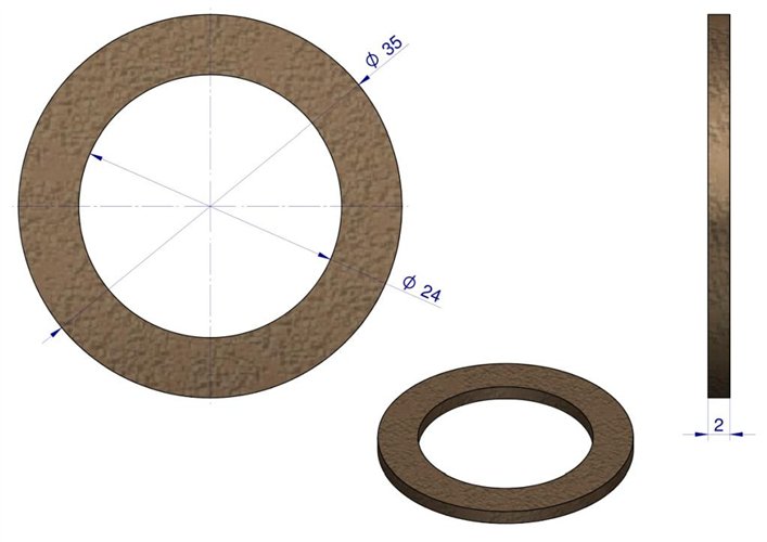 Uszczelka fibrowa zaworu poidła RF-20908101 RF-20908106 ROYAL FARM ( sprzedawane po 20 )